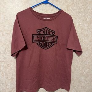 Harley-Davidson Maroon Short Sleeve Tee with Black Shield Logo